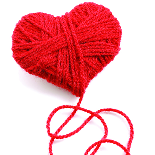 Library Lovers' Day: Yarn wrapped hearts